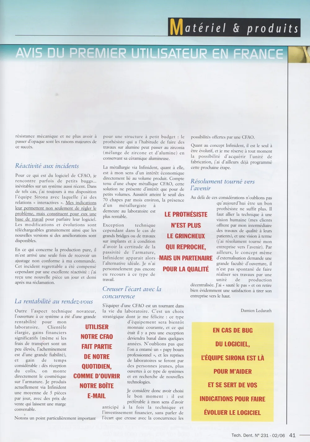 Article Technologie Dentaire n°231, page 41